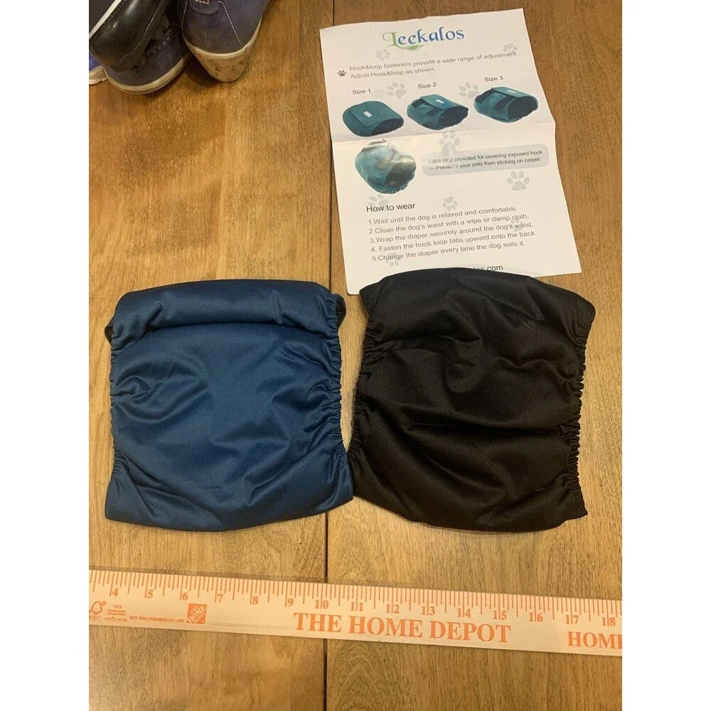 Leekalos MEDIUM Washable Male Reusable Dog Diapers Pack Of 2 Blue & Black